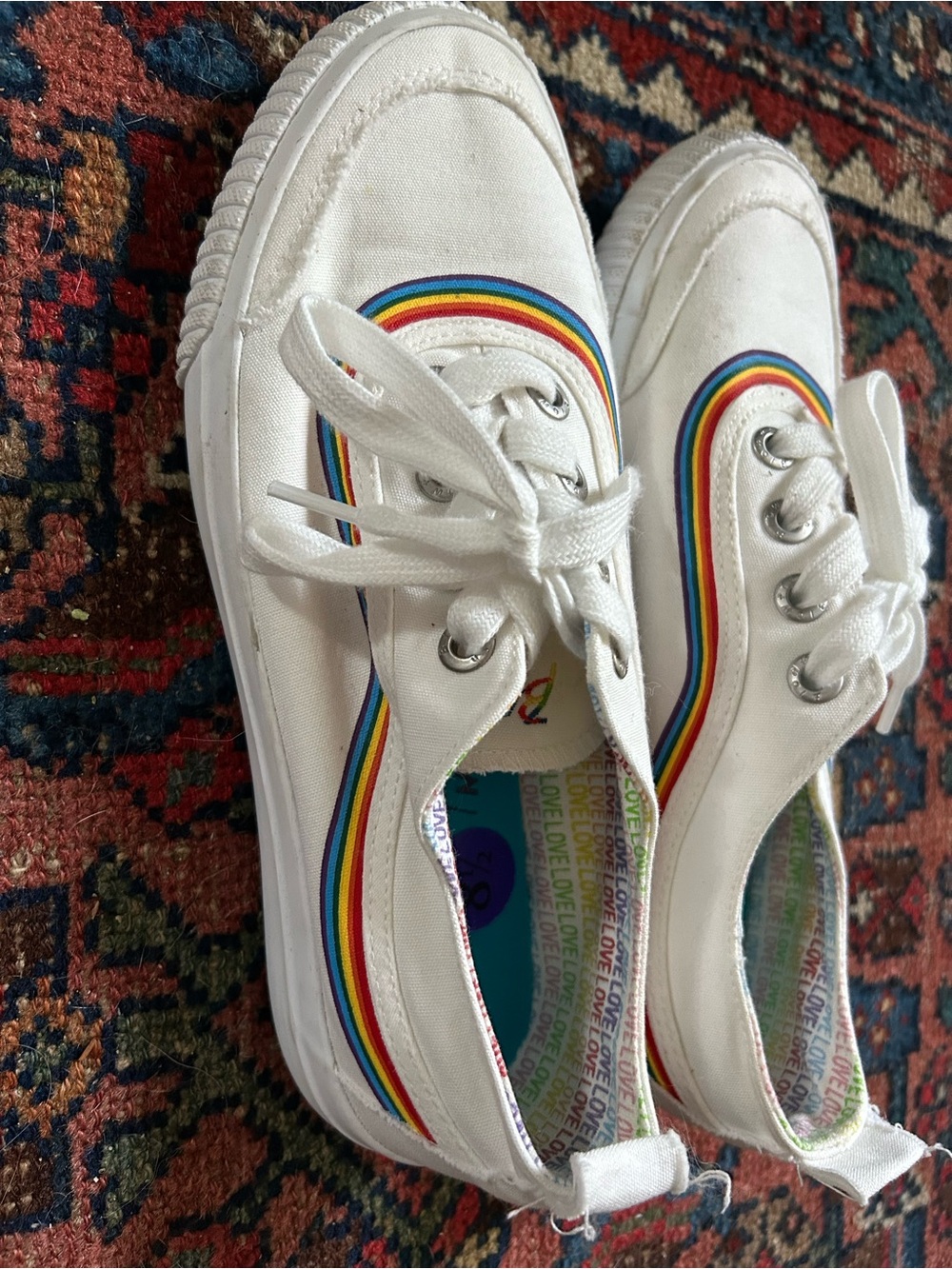 Malibu White womenSneakers with Rainbow Stripe